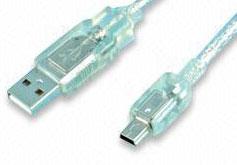 AIC USB 2.0 Kabel A-MiniB -  4,0 m A-MiniB USB Kabel Transparent (USBAMB4M)
