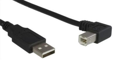1MAG USB 2.0 Kabel A han  -  B han  Vinklet til høyre  Sort   1,0m (USB-II-1R)