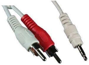 1MAG Audio-kabel  3,5mm Jack/M  -  2x Phono/M  Hvit   ca 2,0m (MM-K2C-2-W)