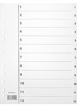 OEM Register A4 PP 1-12 m/ indeksark hvit (94323)
