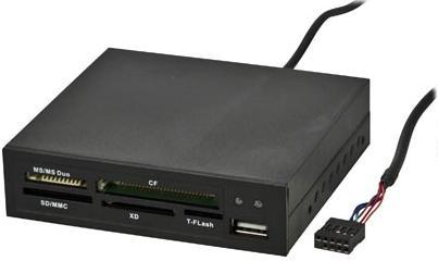 DELTACO USB 2.0 minneskortläsare,  intern, 5 fack, USB, svart (UCR-130)