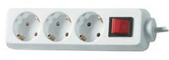 REV Socket line 3-fold 1,4 m white w. switch