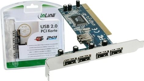 ALINE USB2 PCI kort, 4 ekst.+1 int. A-porte - Inline Blister (66673V)