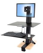 Ergotron WorkFit-S Single LD Workstation with Worksurface - Stativ for LCD-skjerm / tastatur / mus - aluminium, pulverbelagt stål, kvalitetsplast - svart - skjermstørrelse: inntil 27" - skrivebordsmonterbar
