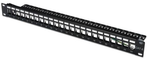 DIGITUS Patchpanel 1HE 24-Port, Modular Patchpanel schwarz (DN-91411)