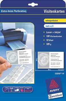 AVERY VISITTKORT QC INK 185G MA(100) (C32010-10)