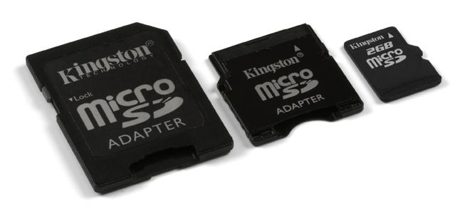 KINGSTON 2GB MicroSD" w/ 2 Adapters (SDC/2GB-2ADP)
