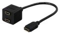 DELTACO HDMI-adapteri, 1xHDMI n > 2xHDMI n, 19-pin
