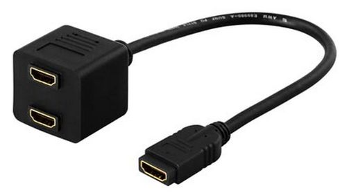 DELTACO HDMI-adapter_ HDMI 19-pin1xHDMI ho till 2xHDMI ho (HDMI-13)