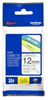 BROTHER 12MM Black On White Tape (TZE231)