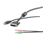 Belkin OmniView - Video- / USB- / lydkabelsett - USB, ministereojakk, DVI-I (hann) til ministereojakk, USB-type B, DVI-I (hann) - 4.57 m - tommelskruer - grå - B2B - for P/N: F1DN102D, F1DN102DEA, F1DN104D, 