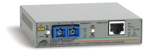 Allied Telesis 100TX (RJ-45) to 100FX (SC) single-mode fiber (40km) media converter  (AT-MC103LH-60)