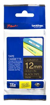 Brother 12MM Gold On Black Tape (TZE-334)