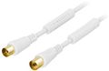 DELTACO antenna cable, 75 Ohm, ferrite cores, gold plated, 1m, white