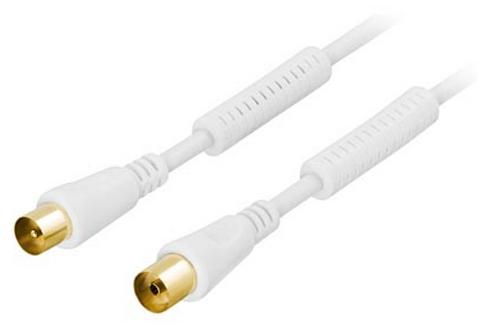 DELTACO antenna cable, 75 Ohm, gold-plated connectors,  5m, white (AN-105)