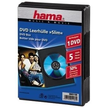 HAMA DVD-Leerhülle Slim 5er-Pack 50% Platzsparnis  51180 (51180 $DEL)