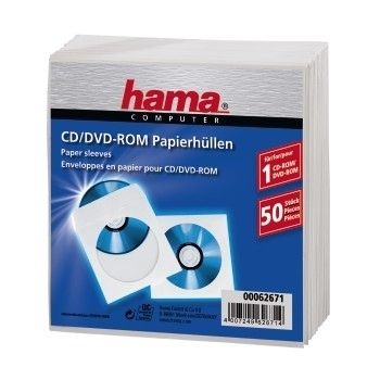 HAMA 1x50 CD/DVD Paper Sleeves white                      62671 (62671)