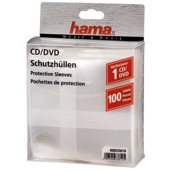 HAMA CD/DVD Lommer PP Transparent 100-pak (00033810)