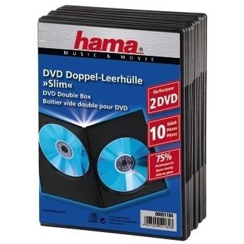 HAMA DVD-box Slim dubbel svart/ 10-p (51184)