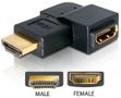 DELOCK HDMI-adapteri, 19-pin n-u, kulma, kullatut liitokset