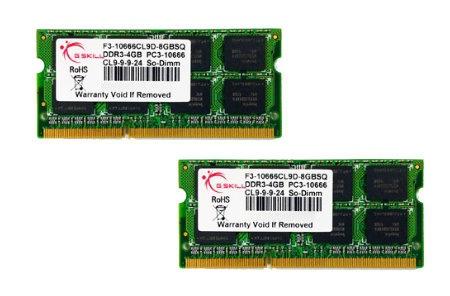 G.SKILL SO-DDR3-1333 8GB CL9 Kit 2x4GB (F3-10666CL9D-8GBSQ)