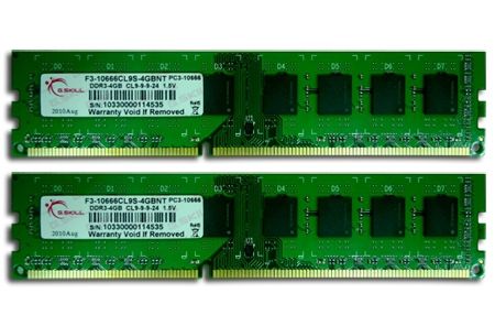 G.SKILL 8GB  DDR3 PC3-10600 1333MHz CL9 NT Series Desktop dual channel memory kit (2x4GB) (F3-10600CL9D-8GBNT)