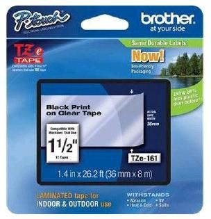BROTHER 36MM Black On Clear Tape (TZE161)