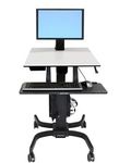 Ergotron WorkFit-C Single LD Sit-Stand Workstation - Vogn for LCD-skjerm / tastatur / mus / CPU - forsinket stål, pulverbelagt stål - grå, svart - skjermstørrelse: 24" (24-215-085)