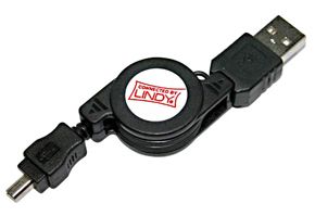LINDY USB 2.0 Kabel A-MiniB - 0,8 meter Uttrekkbar (31618)