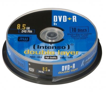 INTENSO 1x10 DVD+R 8,5GB 8x Speed, Double Layer Cakebox (4311142)