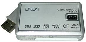 LINDY Kortleser USB 2.0 Pro 80 Formater CF MS SIM SD (42982)