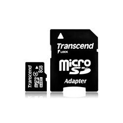 TRANSCEND MicroSDHC Card     8GB + Adapter / Class 4 (TS8GUSDHC4)
