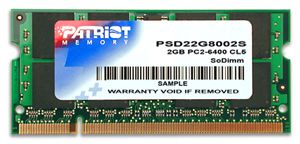 PATRIOT/PDP DDR2 2GB CL5 (800MHz)SODIMM (PSD22G8002S)