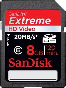 SANDISK Extreme - Flashminnekort - 8 GB - UHS Class 1 / Class10 - 200x - SDHC UHS-I (SDSDX-008G-X46)