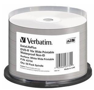 VERBATIM DVD-R 8X bulk, Wide Glossy Waterproof (43734)