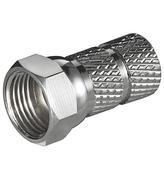 GOOBAY F-plug, Cu nickel-plated, length 20mm, big nut<br>for cable outer-ø 6,5 mm, 1 marking ring central