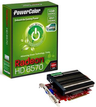POWERCOLOR Radeon HD 6570 1GB DDR3 PCI-Express 2.1, "Go! Green", DVI, native-HDMI,  Passive edition, Dirt 3 (AX6570 1GBK3-NHG)