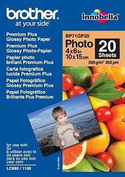 BROTHER BP71GP20 photo paper A6 20BL 190g/qm for MFC-6490CW DCP-375CW 6890CDW (BP71GP20)