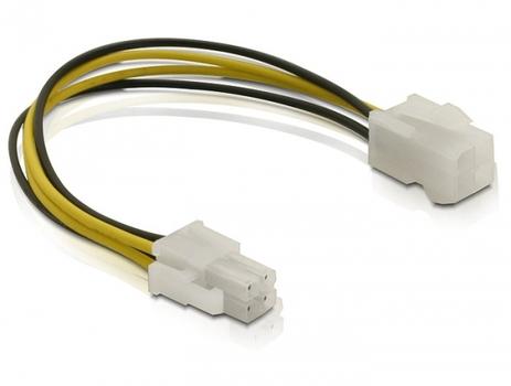 DELOCK Kabel Strom P4 St. > P4 Bu. 12V 0,15m [bk/y (82428)