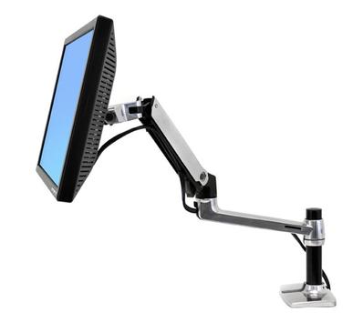 Ergotron LX Desk Mount LCD Arm - Monteringssett (leddarm, skrivebordsklemmemontering,  utvidelsesadapter,  maljemonteringsfot,  7"-stang) for LCD-skjerm - polert aluminium - skjermstørrelse: inntil 34" (45-241-026)