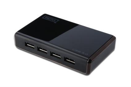 OEM USB 3,0, HUB, 4 porter Strømforsyning + 1 stk A - microB  kabel (UH-3-4P)