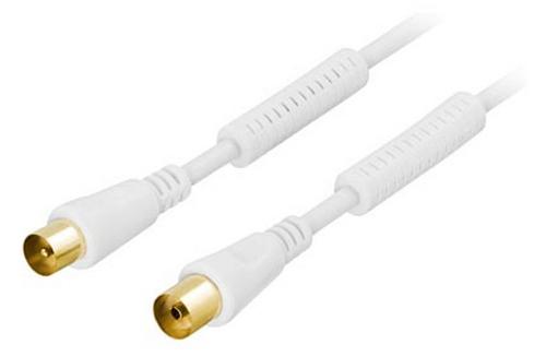 DELTACO antenna cable, 75 Ohm, gold plated, 2m, white (AN-102)
