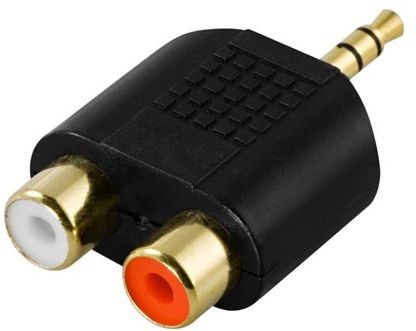 OEM Lydadapter,  3,5mm han - 2 x RCA hun Minijack til phono, hun. Adapter (AA-25)