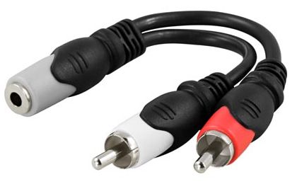 DELTACO multimedia adapter 3.5mm female to 2xRCA male, 10cm (AA-6A)