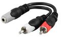 DELTACO multimedia adapter 3.5mm female to 2xRCA male, 10cm