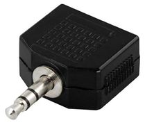 DELTACO Y-adapter audio, 1x3.5mm male to 2x3.5mm female