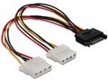 DELOCK SATA 15p>2x4pin Molex F 20cm