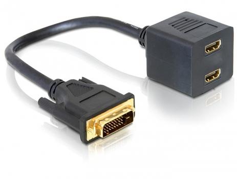DELOCK DVI Adapter DVI(24+1) -> 2x HDMI St/Bu reta (65069)