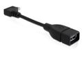 DELOCK USB 2.0 kaapeli, Kulma Tyyppi Micro B ur-Tyyppi A na, 0,11m, mu