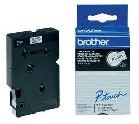 BROTHER TC-Schriftbandkassette (TC201A) VE 10 Stück für weisss/ schwarz 7,7m für  P-touch 8e, 500, 2000, 3000 Bestellartikel,  NICHT stornierbar! (TC-201A)